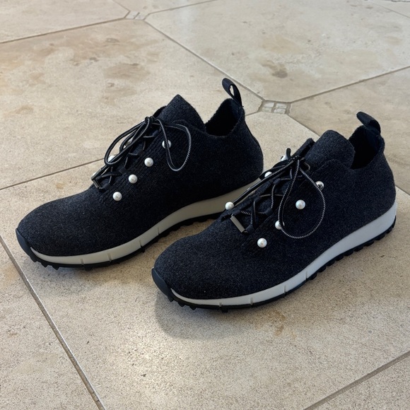 Jimmy Choo Black Pearl-Accent Knit Sneakers - Picture 5 of 7